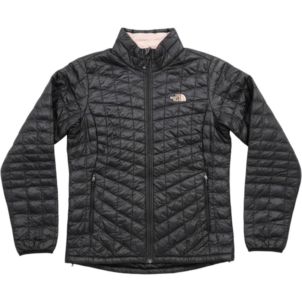 The North Face Womens Thermoball Eco Puffer Jacket Black Tan Rose Gold Logo M
